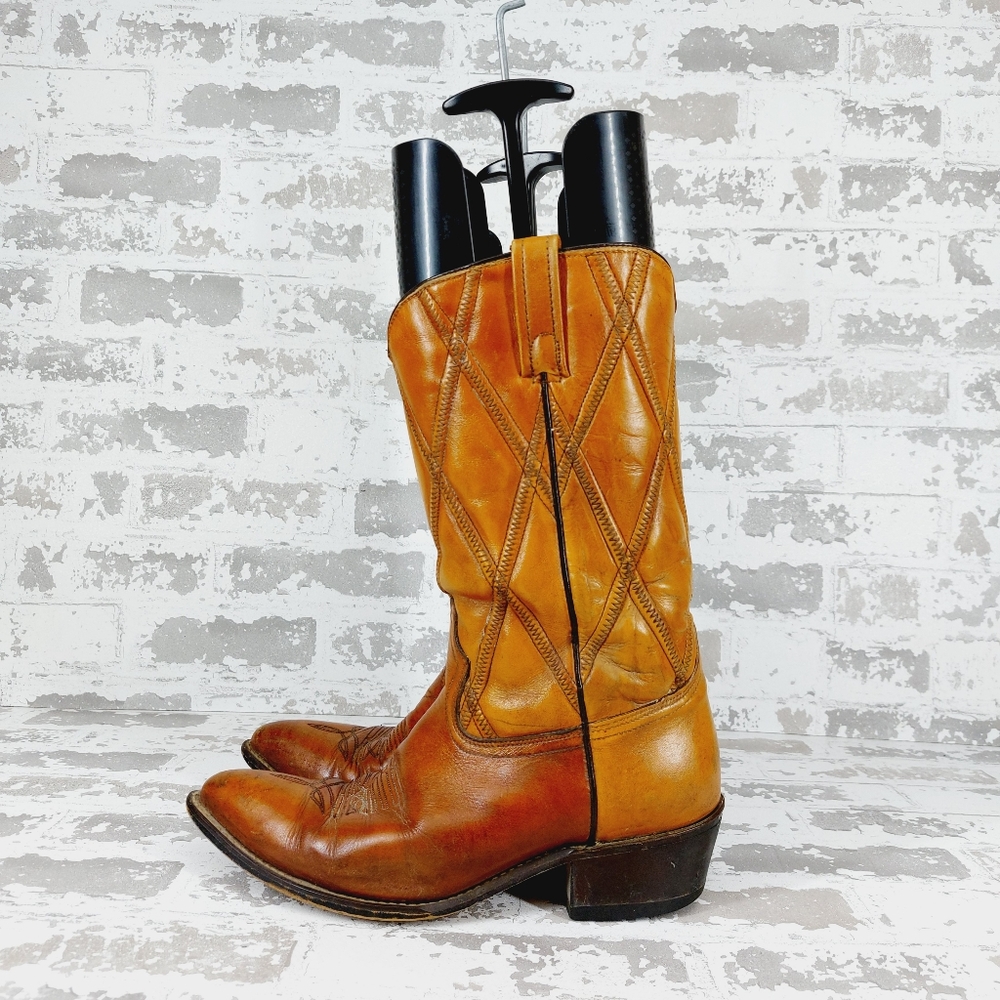 ACME Brown Leather Block Heel Western Boots T106